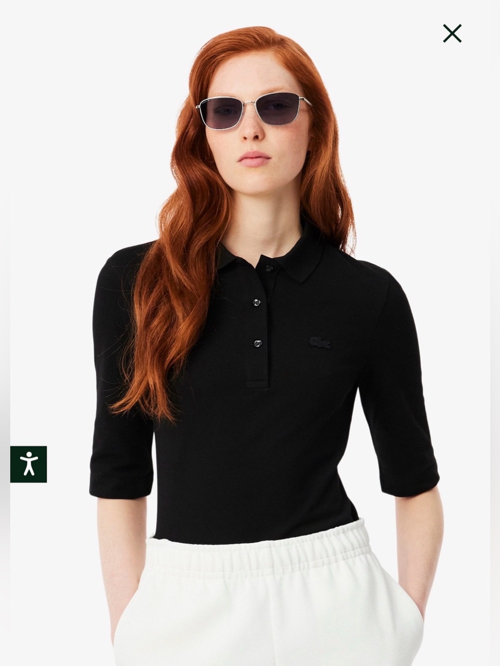Lacoste Women’s Slim Fit Three Quarter Sleeve Polo Shirt